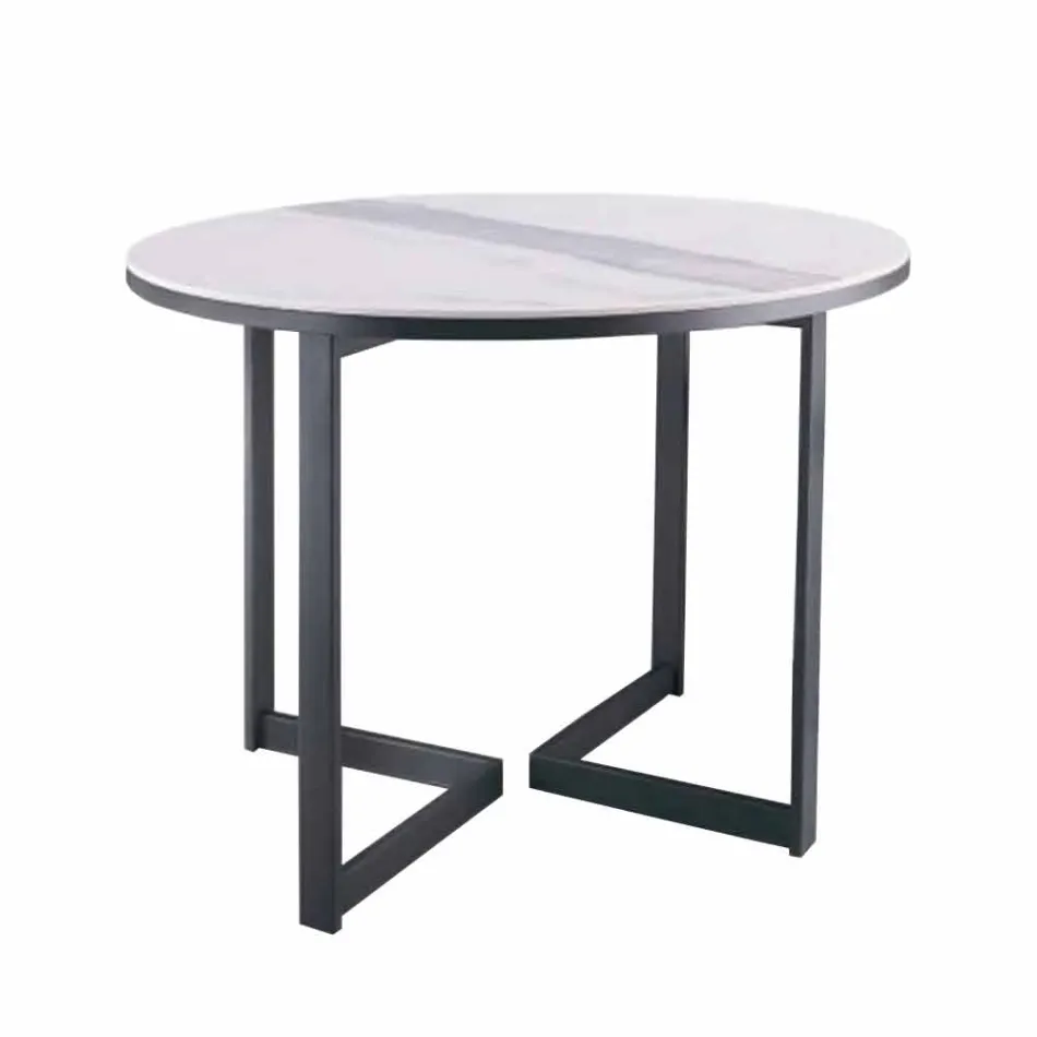 Ronde salontafel in Gres en modern metaal Made in Italy - Albert Viadurini