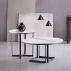Ronde salontafel in Gres en modern metaal Made in Italy - Albert Viadurini