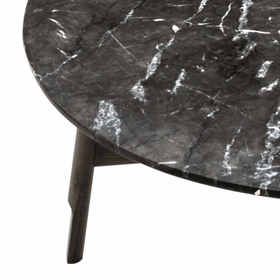 Ronde salontafel in marmer en beukenhout Made in Italy - Daniela Viadurini