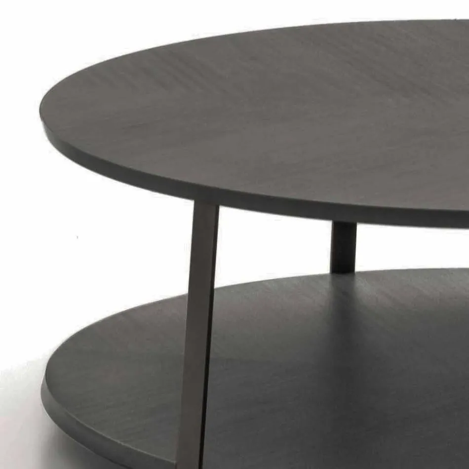 Ronde salontafel in Mdf met metalen structuur Made in Italy - Aloë Viadurini