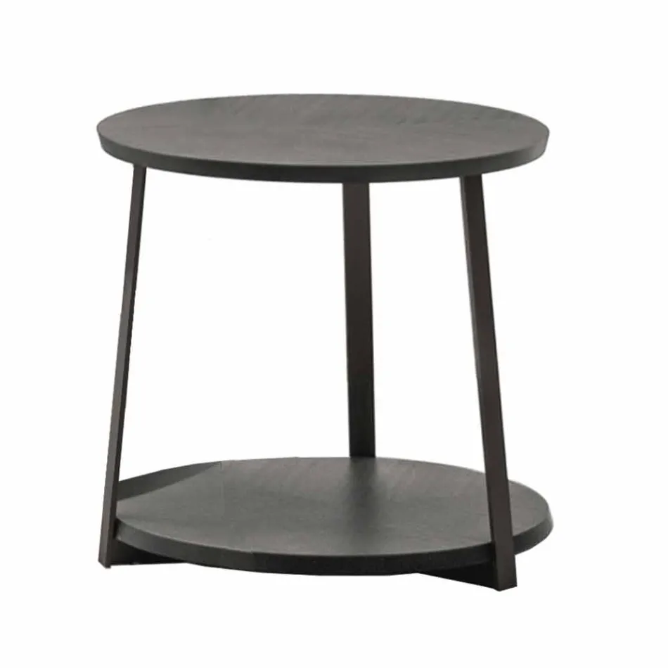 Ronde salontafel in Mdf met metalen structuur Made in Italy - Aloë Viadurini