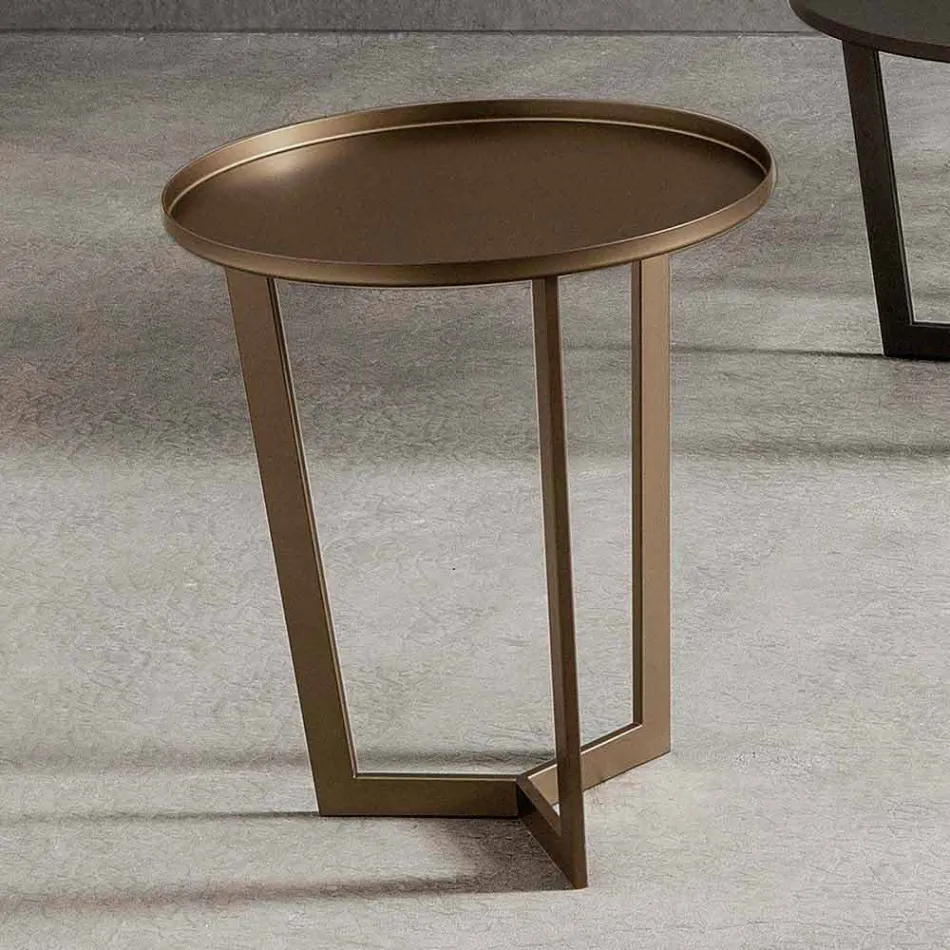Luxe ronde salontafel in geverfd metaal Made in Italy - Mina Viadurini