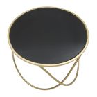 Ronde salontafel in zwart glas en goudkleurig ijzer - Rebel Viadurini