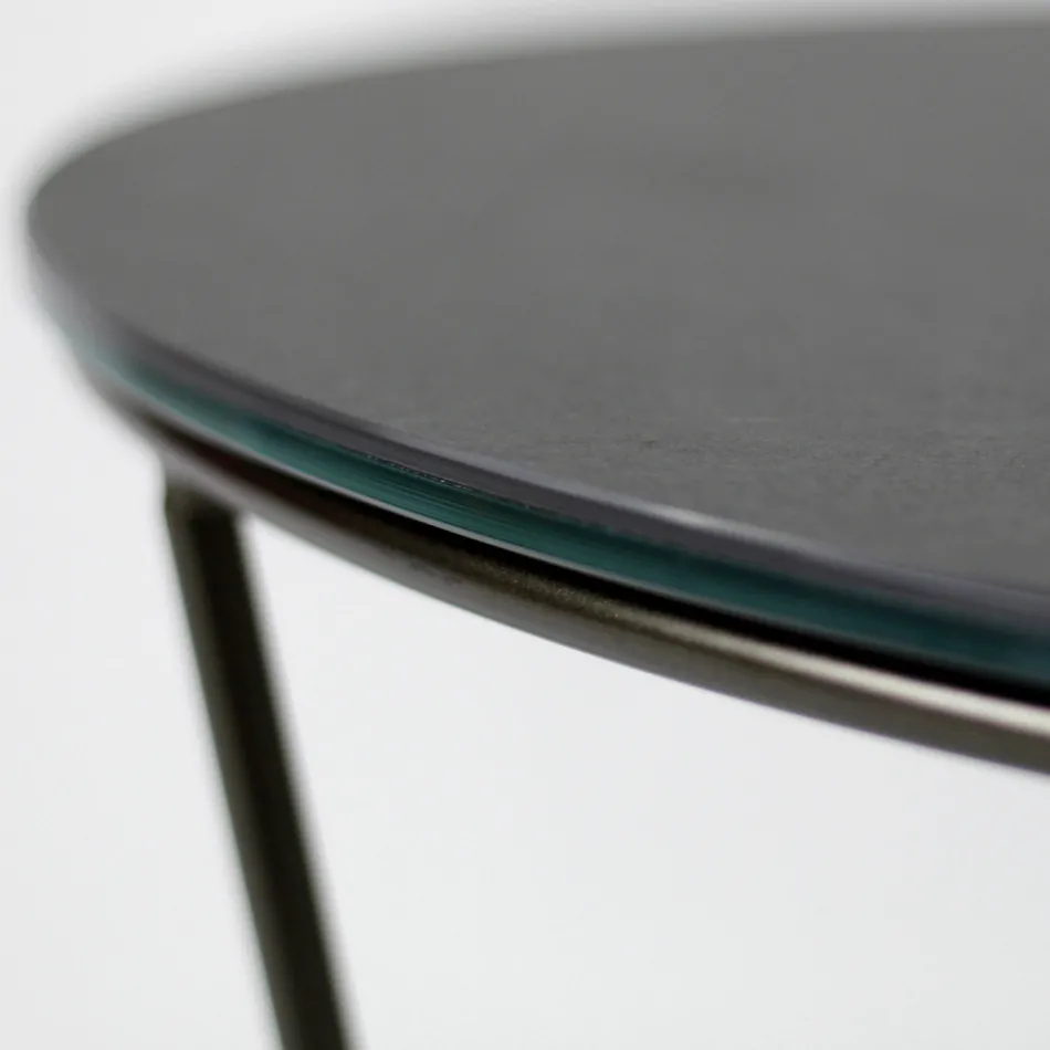 Ronde salontafel gemaakt van steengoed en staal gemaakt in Italië - Paini Viadurini