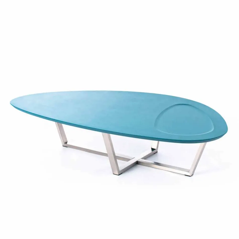 Modern gevormde loungetafel in Mdf en Chrome Metal - Pimpa Viadurini