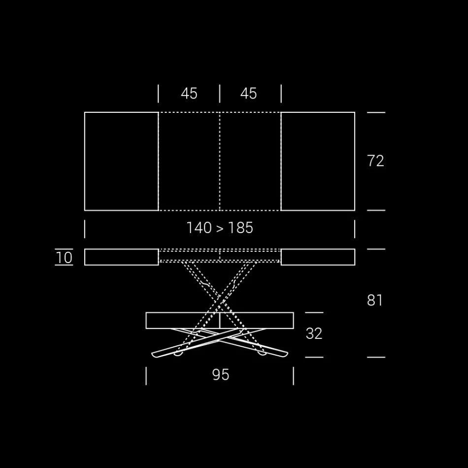 Transformeerbare salontafel van hout en metaal, Made in Italy - Sanrocco Viadurini