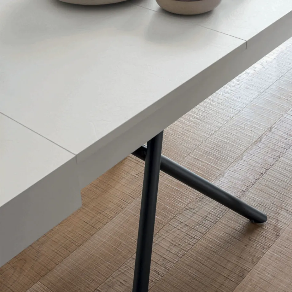 Transformeerbare salontafel van hout en metaal, Made in Italy - Sanrocco Viadurini