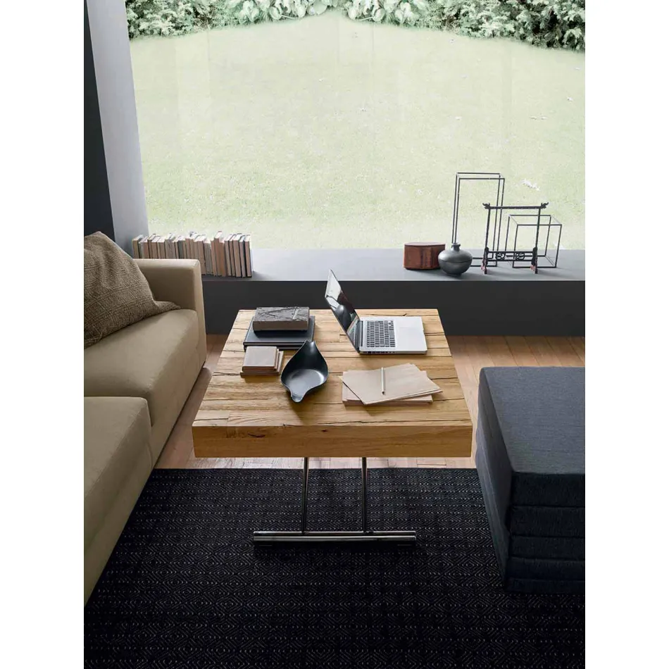 Transformeerbare salontafel in massief hout Made in Italy - Trabucco Viadurini