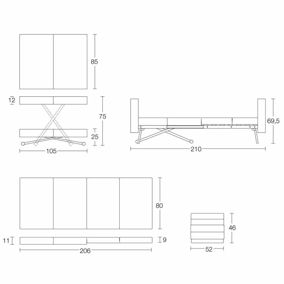 Transformeerbare salontafel in massief hout Made in Italy - Trabucco Viadurini