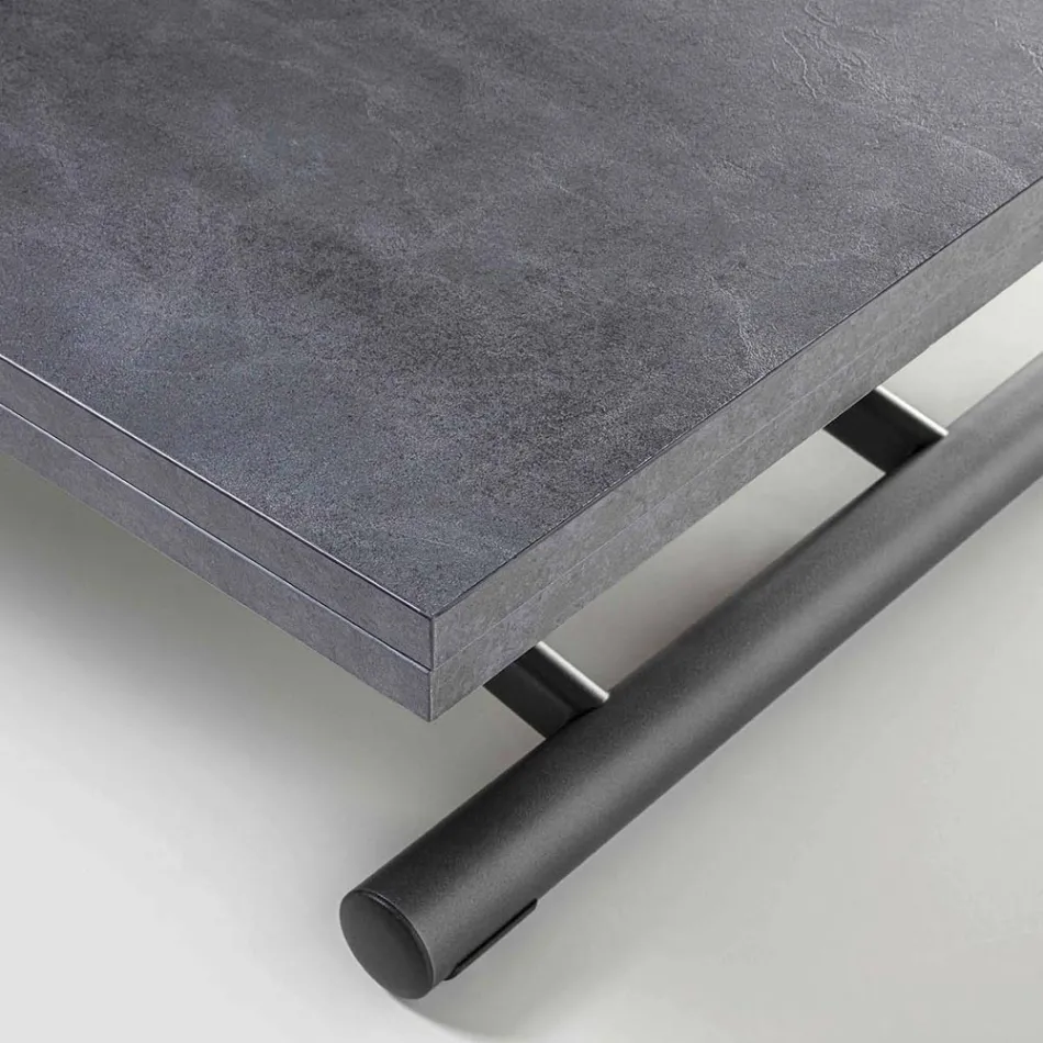 Transformeerbare metalen salontafel met melamine blad - Sandero Viadurini