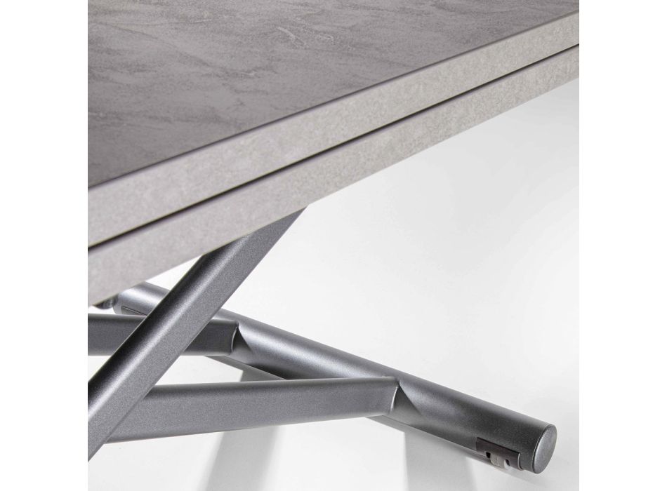 Transformeerbare metalen salontafel met melamine blad - Sandero Viadurini