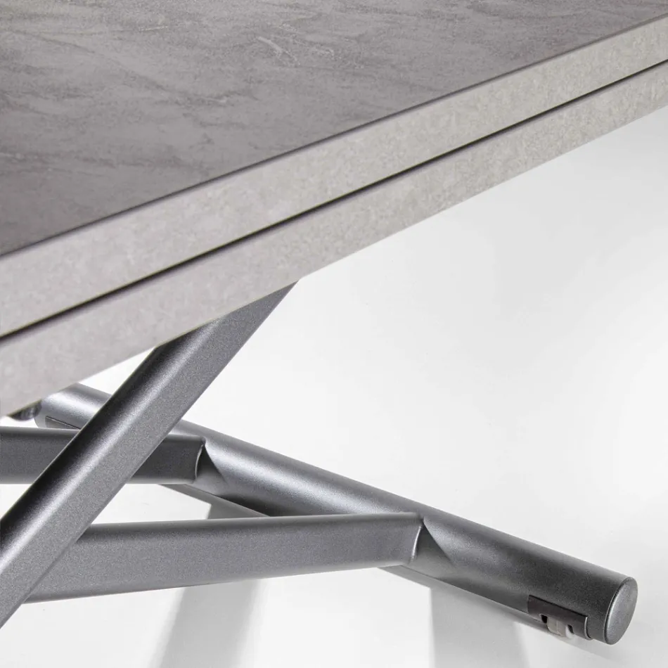 Transformeerbare metalen salontafel met melamine blad - Sandero Viadurini