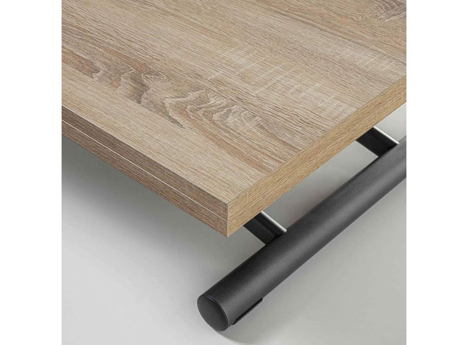 Transformeerbare metalen salontafel met melamine blad - Sandero Viadurini