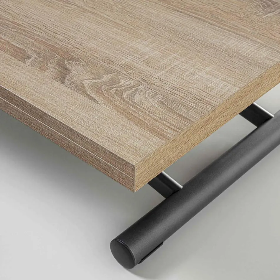Transformeerbare metalen salontafel met melamine blad - Sandero Viadurini