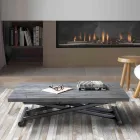 Transformeerbare metalen salontafel met melamine blad - Sandero Viadurini