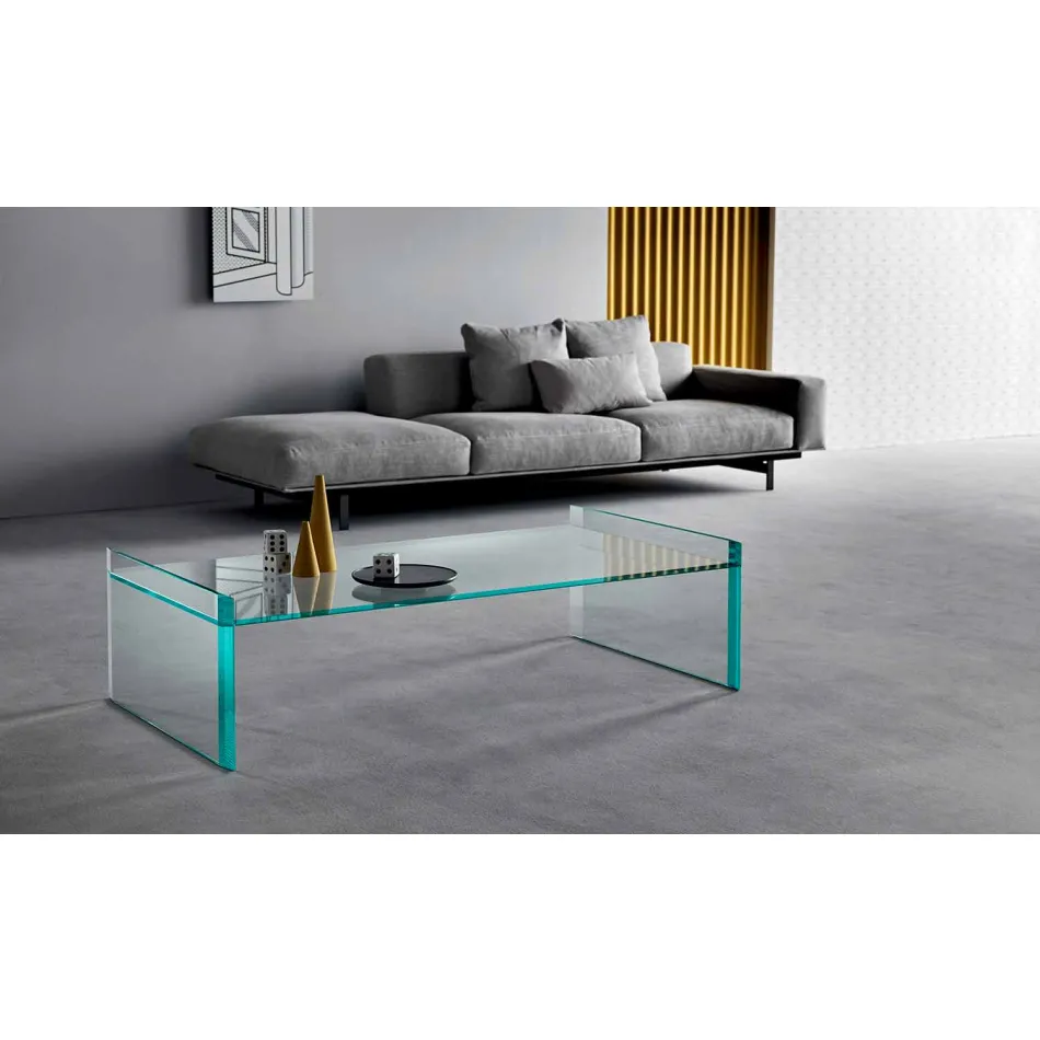 Extra helder glazen salontafel met facet Made in Italy - Imperative Viadurini