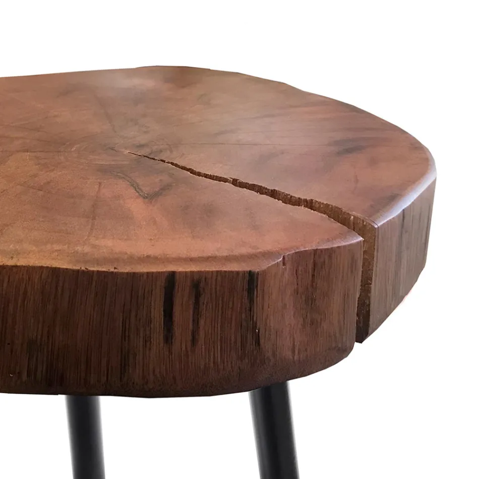 Woonkamersalontafel met metalen poten en massief houten blad - Sardinië Viadurini