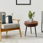 Woonkamersalontafel met metalen poten en massief houten blad - Sardinië Viadurini