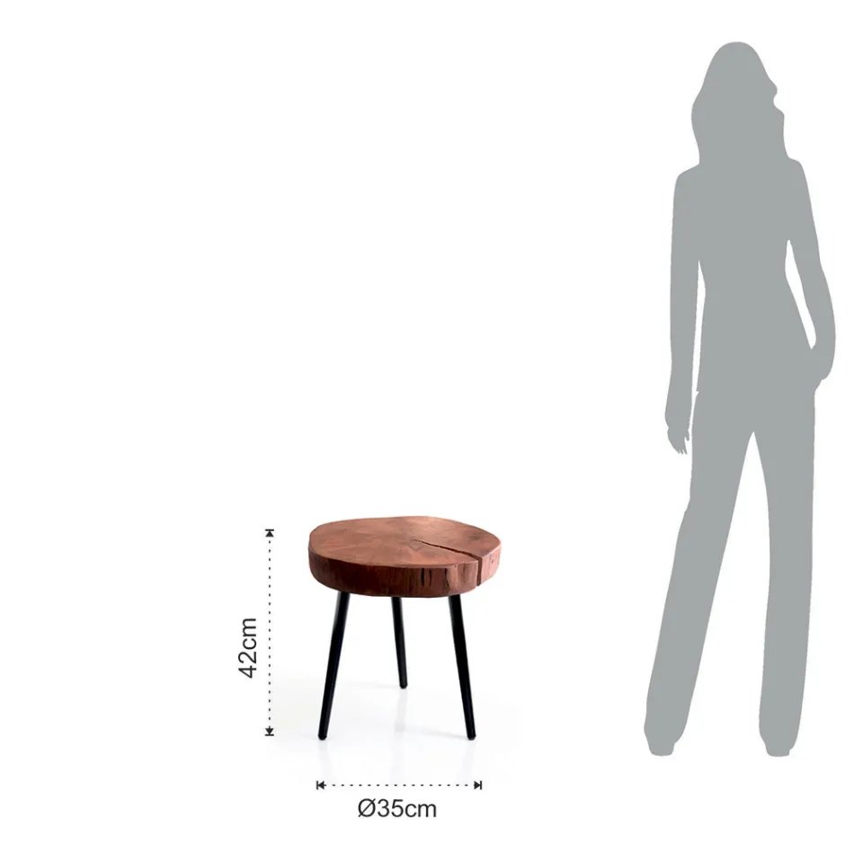 Woonkamersalontafel met metalen poten en massief houten blad - Sardinië Viadurini