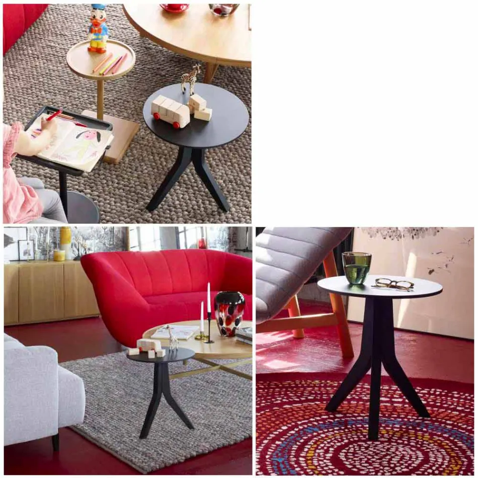 Moderne ronde design salontafel van zwart gelakt hout - Sperone Viadurini