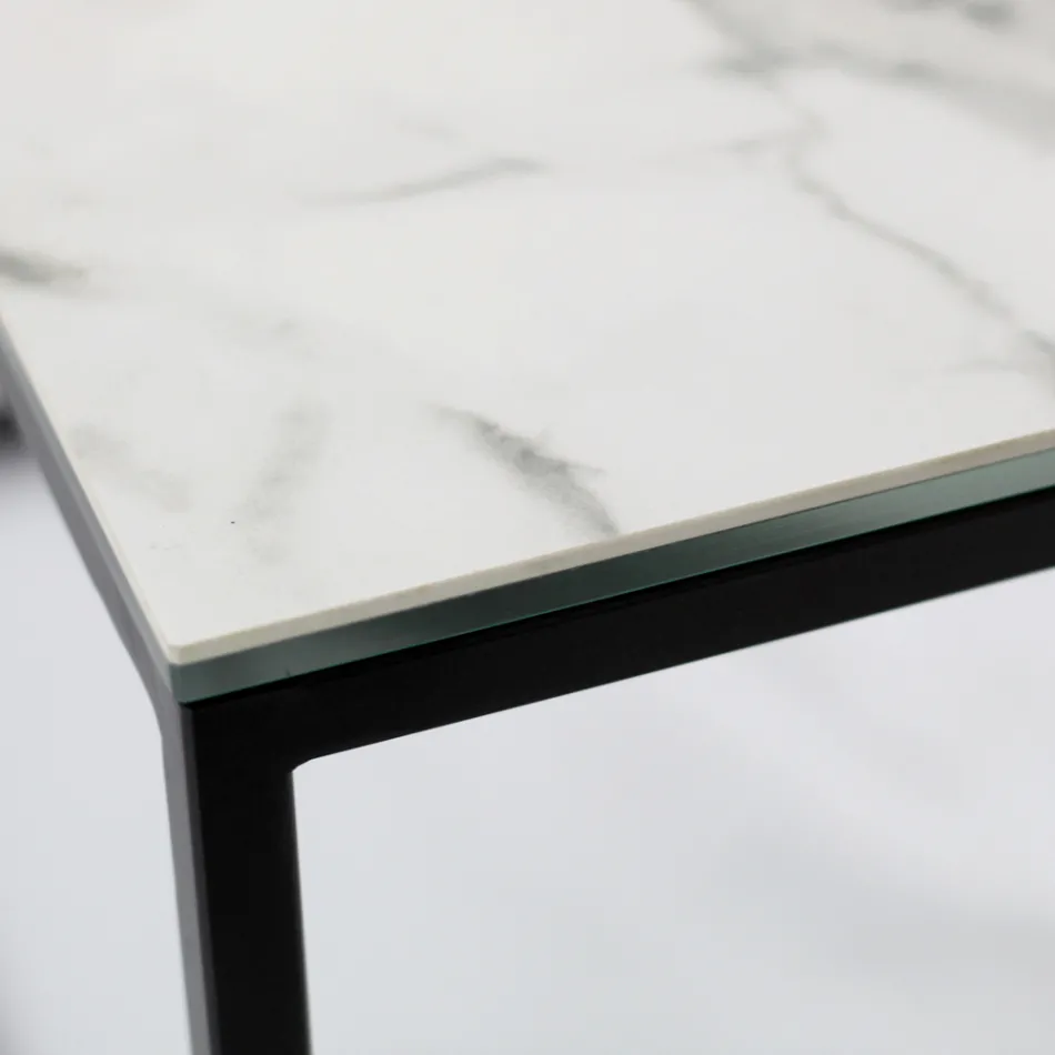 Salontafel van steengoed en staal Made in Italy - Birba Viadurini