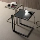 Geometrisch design metalen en glazen salontafel - Zigozago Viadurini