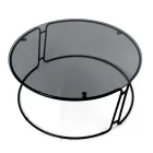 Salontafel met glazen blad en ronde voet Made in Italy - Tullia Viadurini