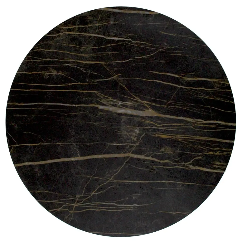 Ronde salontafel met onderstel van 3 halve maan Made in Italy - Arepa Viadurini