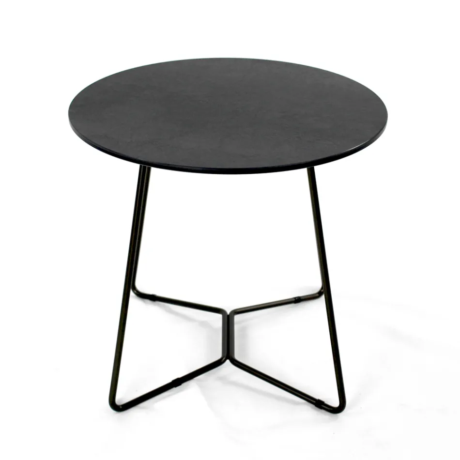 Ronde salontafel met porseleinen steengoed blad Made in Italy - Paini Viadurini