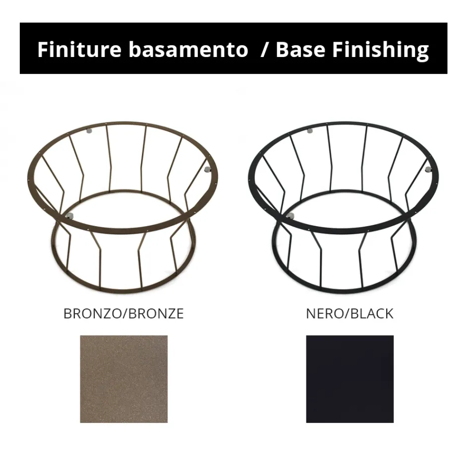 Ronde salontafel van staal en steengoed Made in Italy - Alisea Viadurini