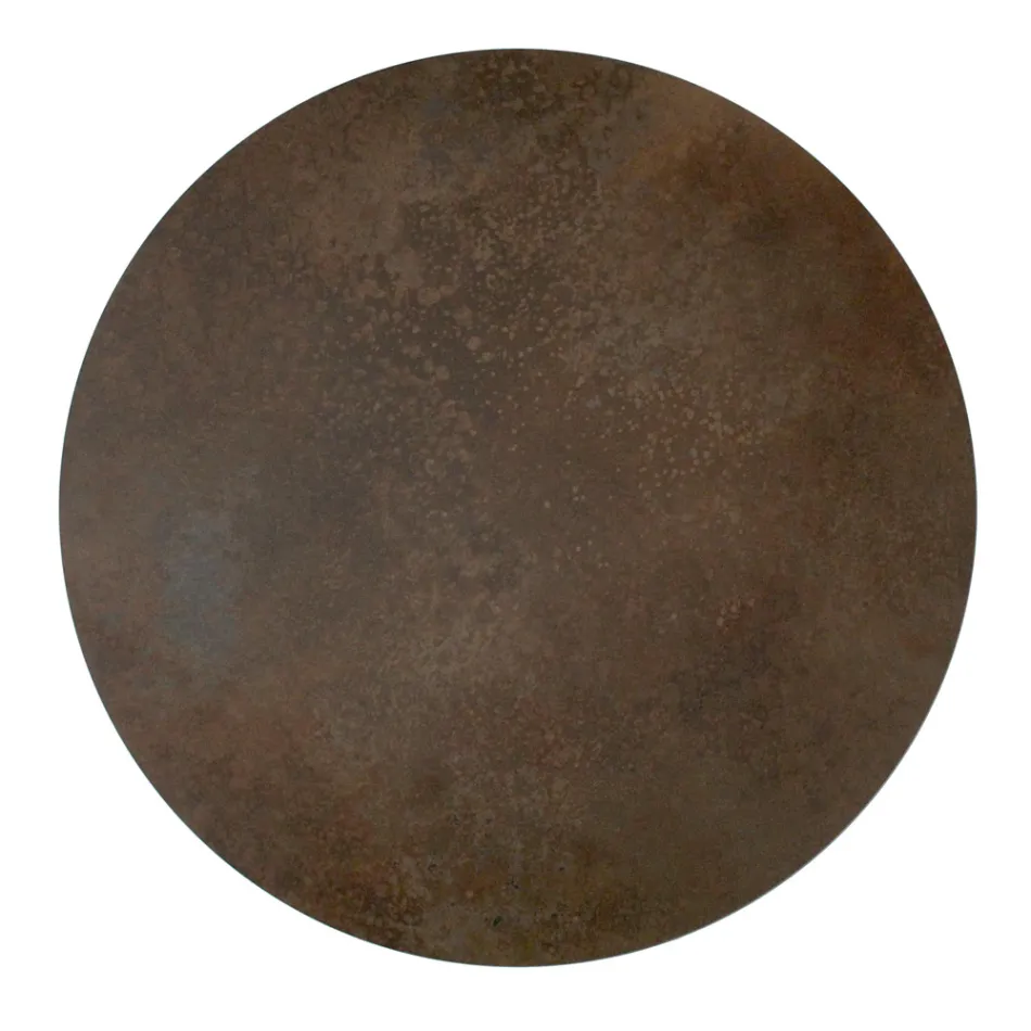 Ronde salontafel van staal en steengoed Made in Italy - Alisea Viadurini