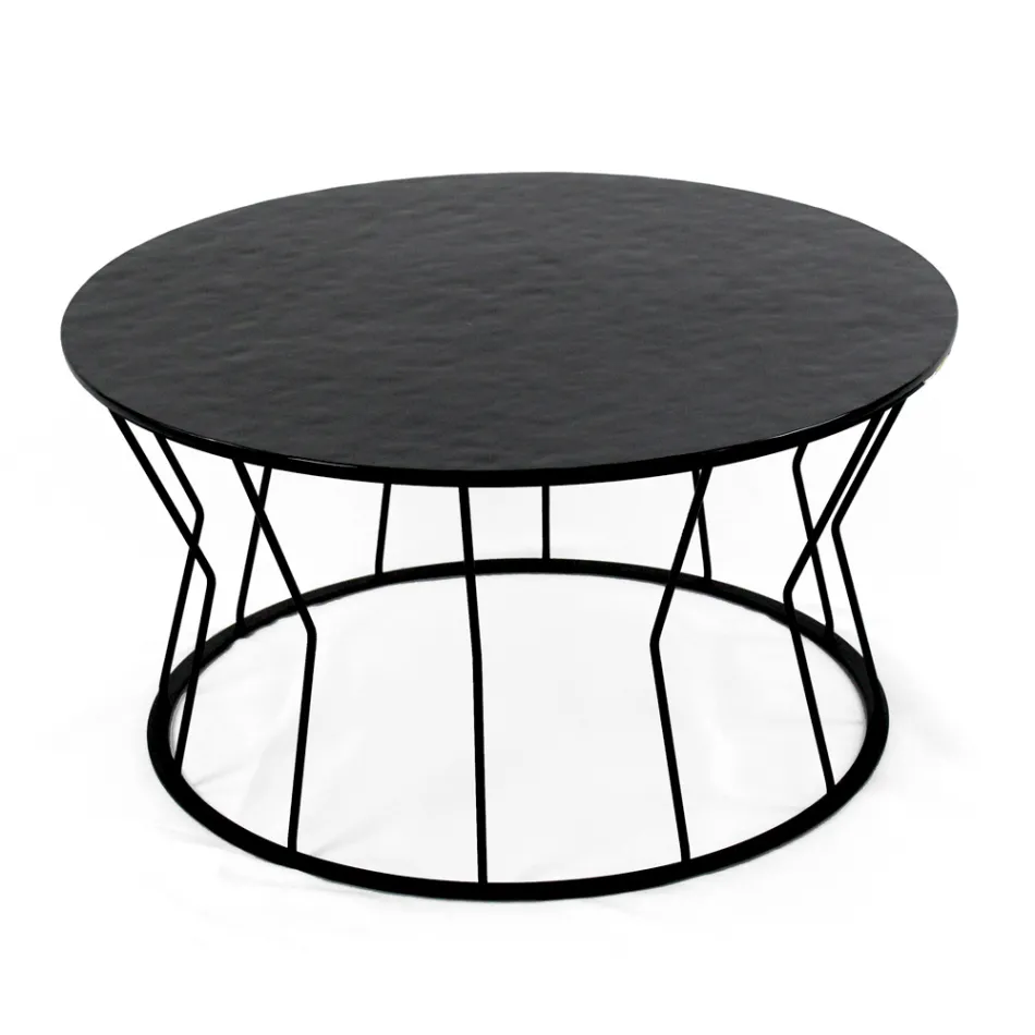 Ronde salontafel van staal en glas Made in Italy - Alisea Viadurini