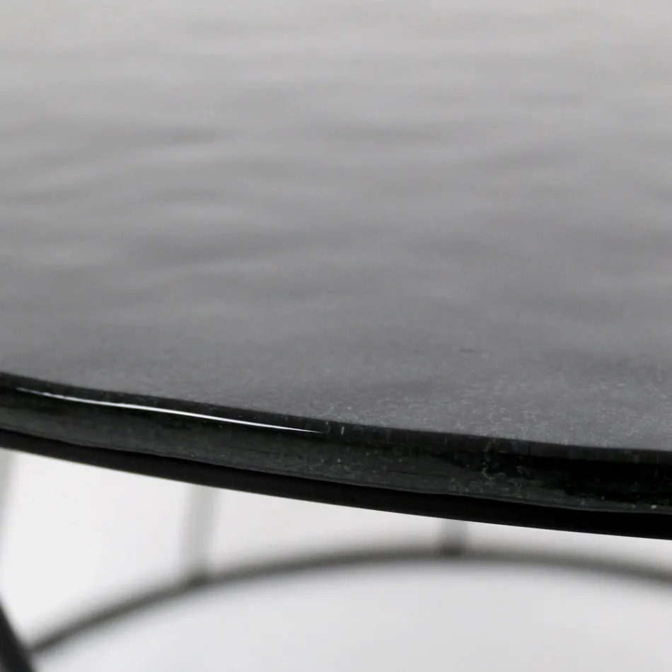 Ronde salontafel van staal en glas Made in Italy - Alisea Viadurini