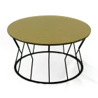 Ronde salontafel van staal en glas Made in Italy - Alisea Viadurini
