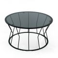 Ronde salontafel van staal en glas Made in Italy - Alisea