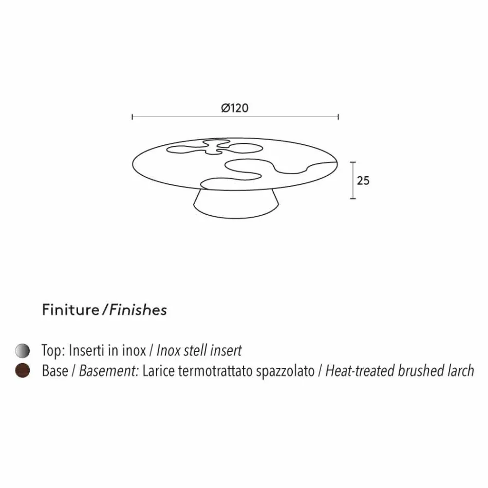 Tabel modern design in larikshout met stalen inserts Giglio Viadurini