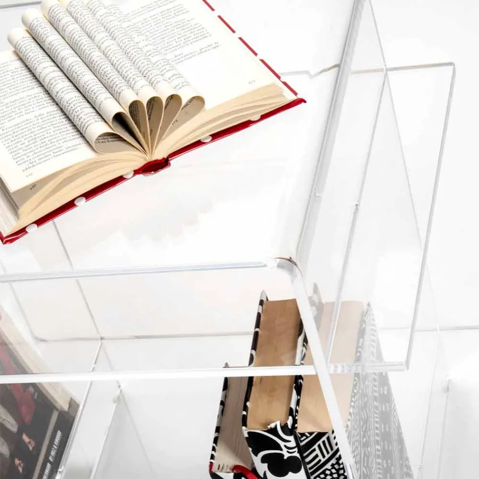 Ontwerp plexiglas salontafel met drie planken gemaakt in Italië, Gosto Viadurini