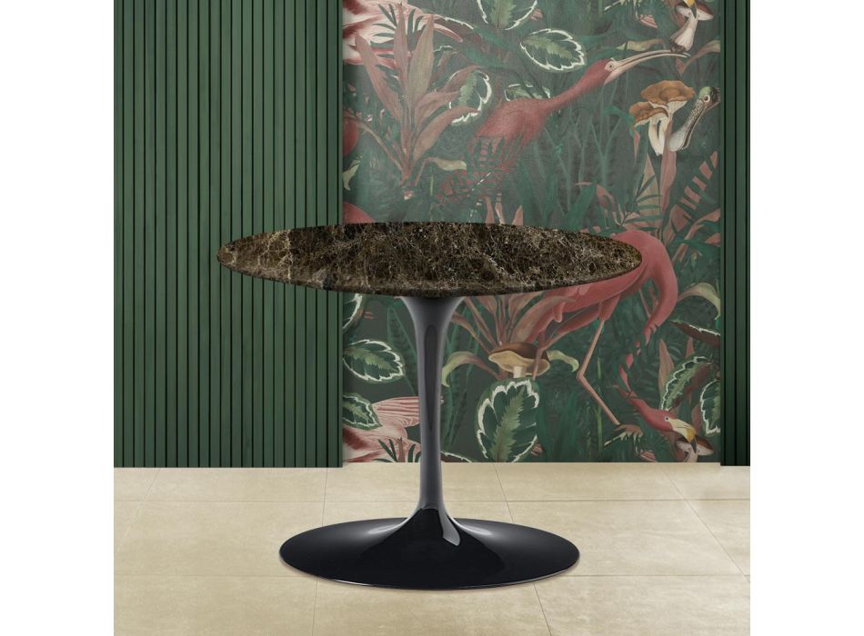 Eero Saarinen Salontafel H 41 met Emperador donker marmeren blad Made in Italy Viadurini