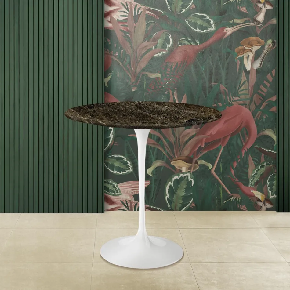 Eero Saarinen H 52 ovale salontafel in Emperador Dark Marble Made in Italy - Scarlet Viadurini