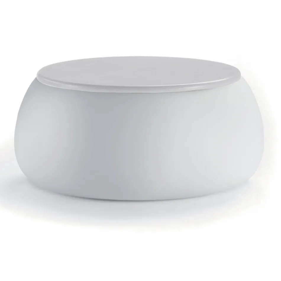 Tuinsalontafel met rond blad in polyethyleen Made in Italy - Tibaldo Viadurini