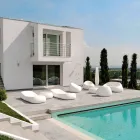 Tuinsalontafel met rond blad in polyethyleen Made in Italy - Tibaldo Viadurini