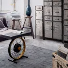 Handgemaakte en industriële salontafel van staal en mangohout - Corvino Viadurini