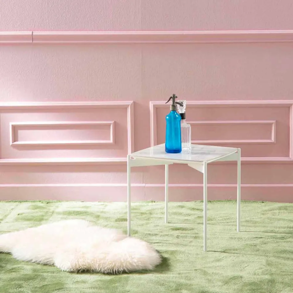 Moderne design vierkante keramische en metalen salontafel - stekelvarken Viadurini