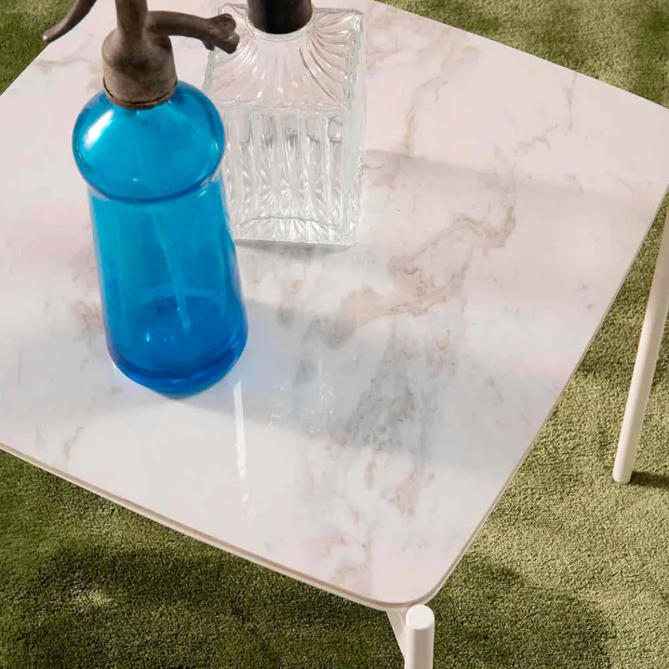 Moderne design vierkante keramische en metalen salontafel - stekelvarken Viadurini