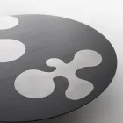 Salontafel van zwart gelakt larikshout met satijnroestvrijstalen inzetstukken - Vergine Viadurini