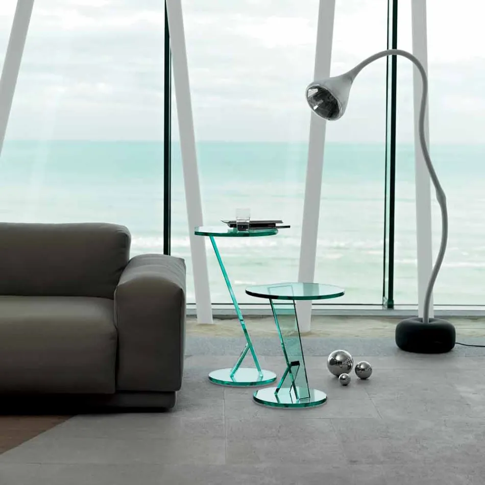 Bijzettafelbank in extra helder glas Made in Italy - Tarzan Viadurini