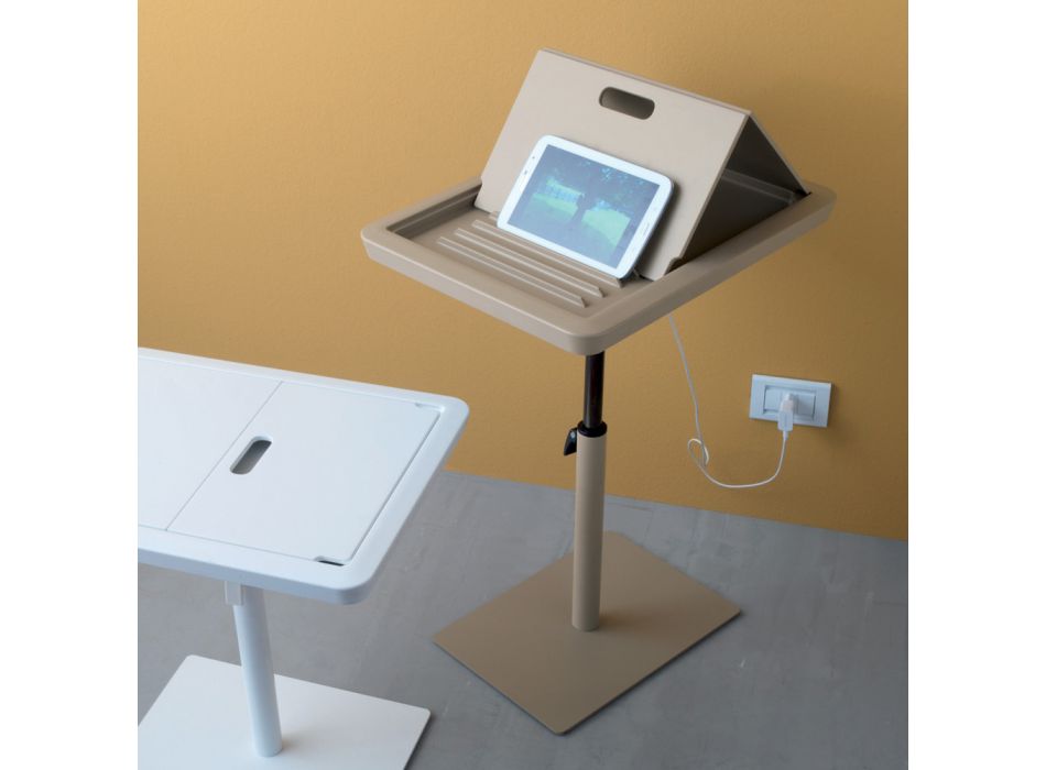 Bank bijzettafel metaal en PVC in hoogte verstelbaar voor tablet - Tekniko