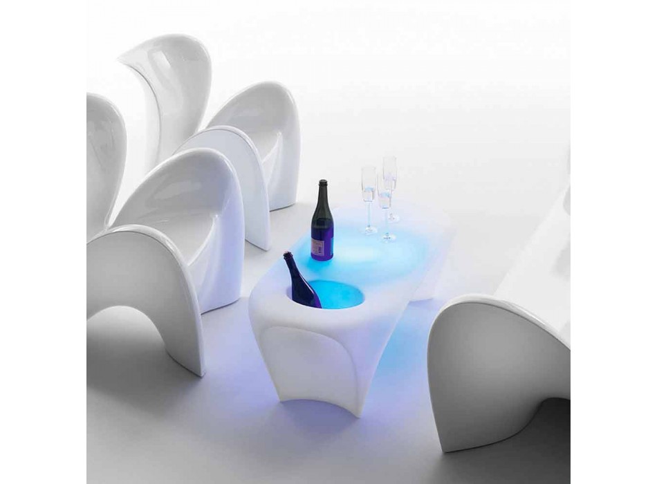 Lichte salontafel met mousserende wijnfles, ontwerp voor buiten of binnen - Lily by Myyour Viadurini