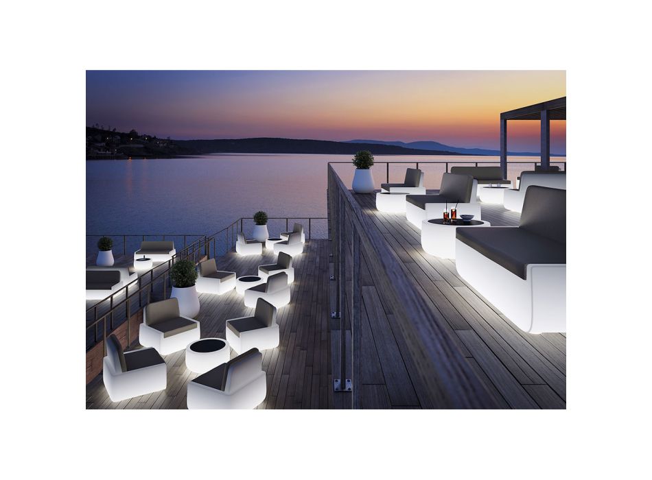 Lichtgevende salontafel voor buiten met LED-licht en HPL-blad Made in Italy - Belida Viadurini