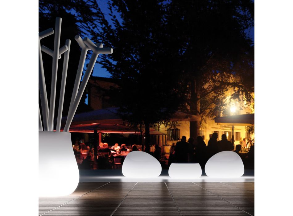 Heldere ronde salontafel in polyethyleen gemaakt in Italië - Tibaldo Viadurini